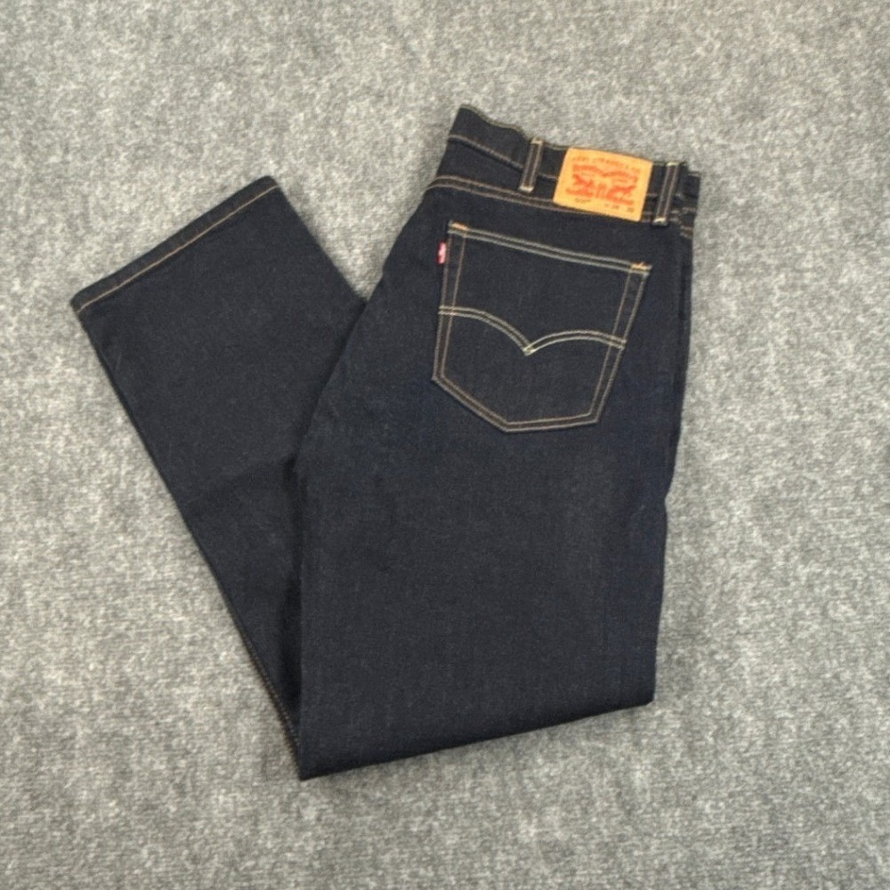 Levis 505 Jeans Mens 38x30 Dark Indigo Regular Straight Stretch 00505 Like New